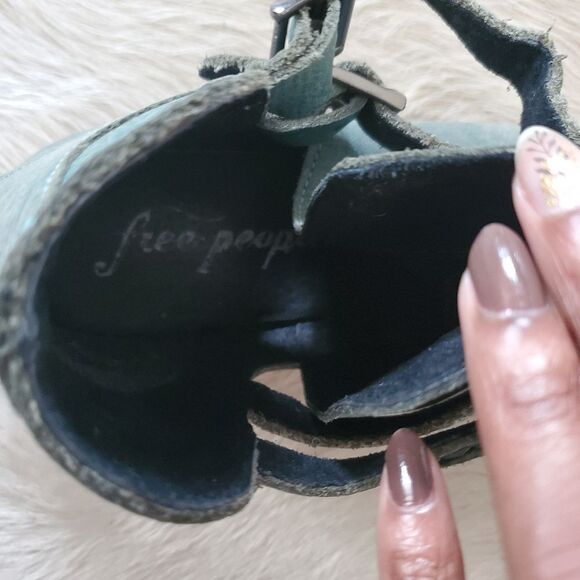 Free People Braeburn Ankle Boots Women's EU 36 US 5.5-6 Green Leather Boho - Picture 5 of 11